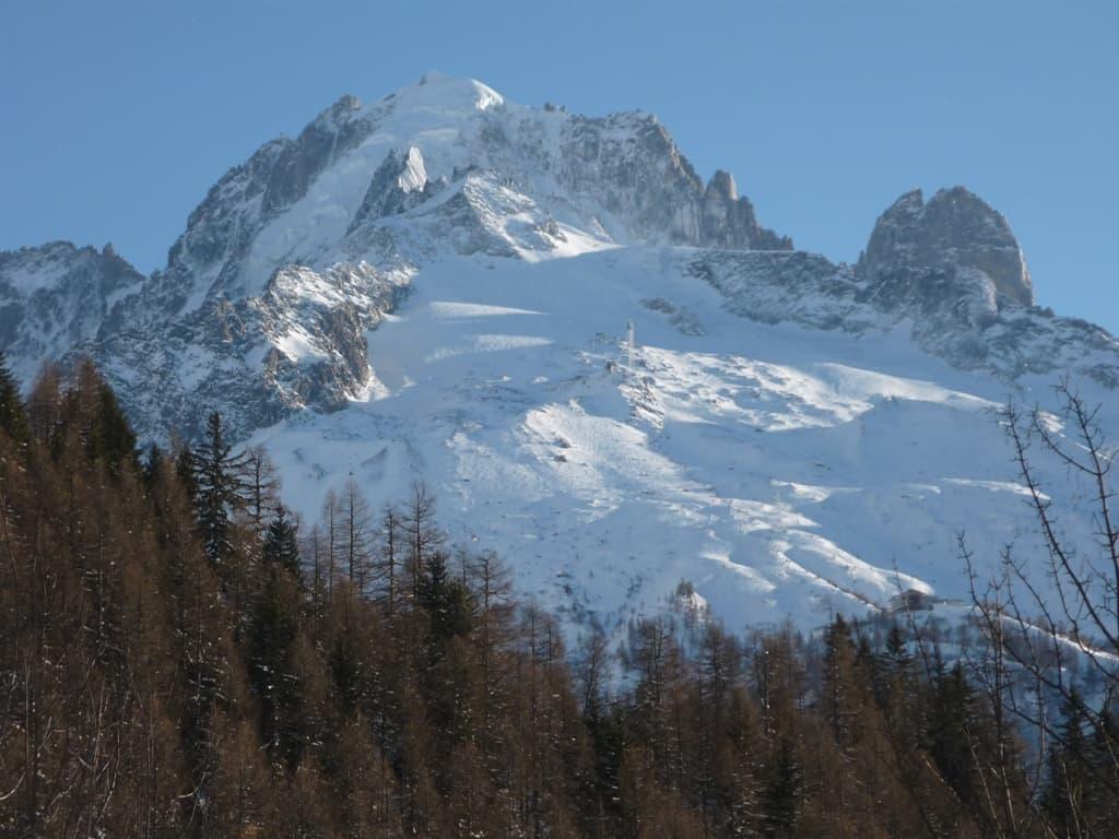 Vue sur l'Aiguille Verte de la terrasse